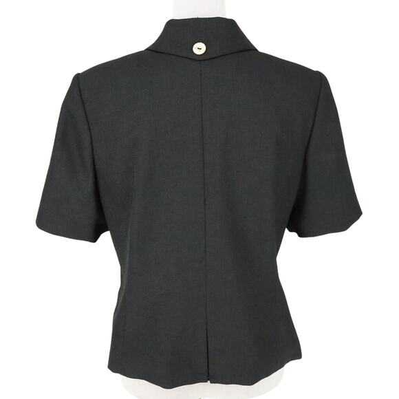 Lord & Taylor Jacket Petites 12P Black Lined Pockets Shell Buttons Career Vtg - Picture 3 of 16